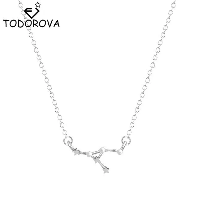 Women Long Chain Zodiac Sign 12 Constellation Star Choker Necklaces Necklaces