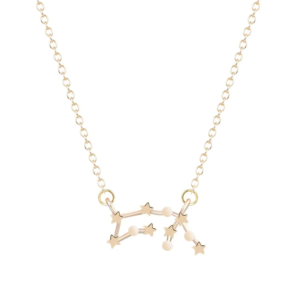 Women Long Chain Zodiac Sign 12 Constellation Star Choker Necklaces Necklaces