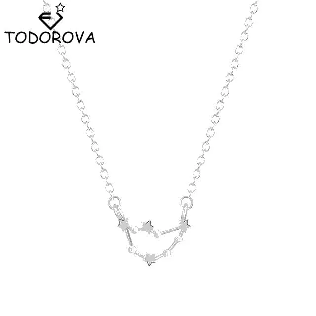 Women Long Chain Zodiac Sign 12 Constellation Star Choker Necklaces Necklaces