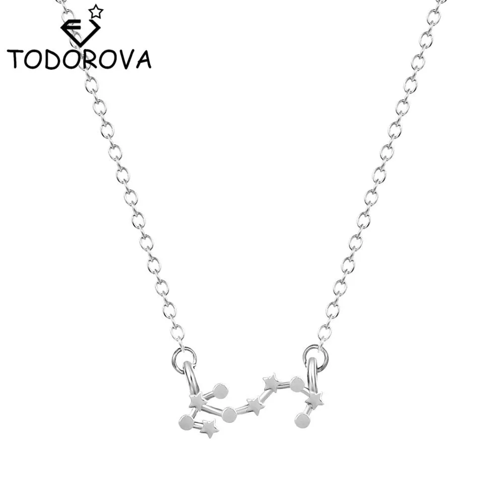 Women Long Chain Zodiac Sign 12 Constellation Star Choker Necklaces Necklaces