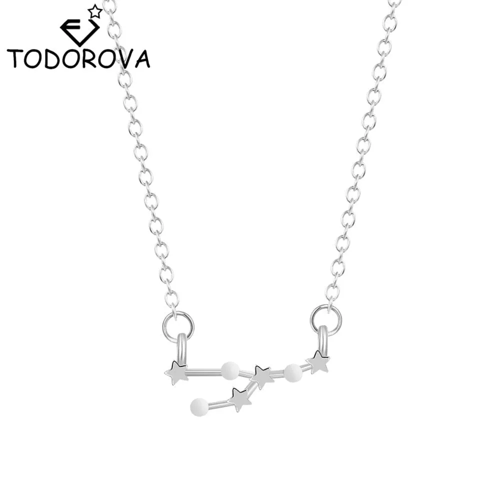 Women Long Chain Zodiac Sign 12 Constellation Star Choker Necklaces Necklaces