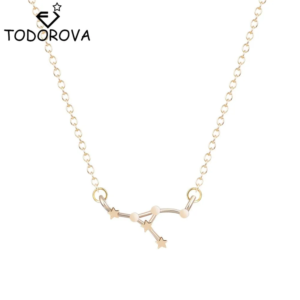 Women Long Chain Zodiac Sign 12 Constellation Star Choker Necklaces Necklaces