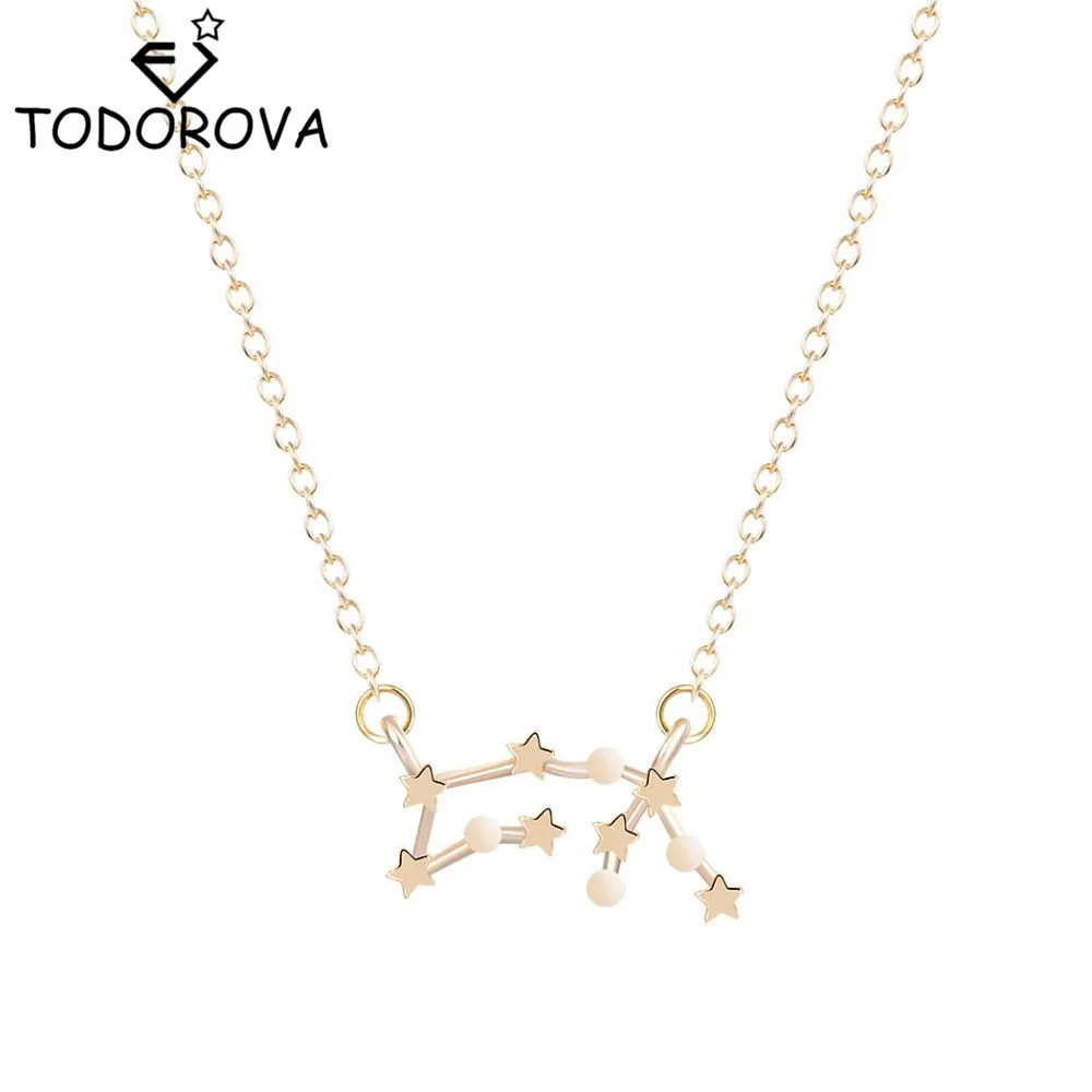 Women Long Chain Zodiac Sign 12 Constellation Star Choker Necklaces Necklaces