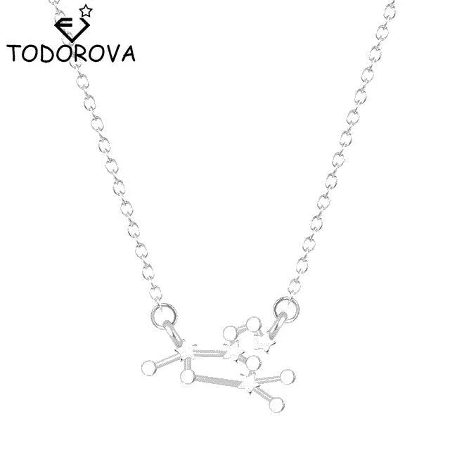 Women Long Chain Zodiac Sign 12 Constellation Star Choker Necklaces Necklaces