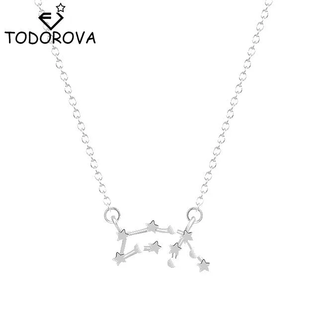 Women Long Chain Zodiac Sign 12 Constellation Star Choker Necklaces Necklaces