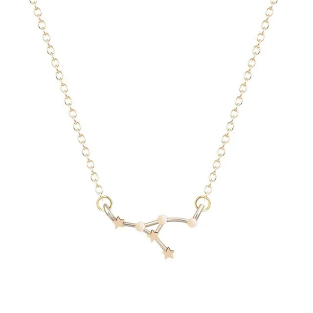 Women Long Chain Zodiac Sign 12 Constellation Star Choker Necklaces Necklaces