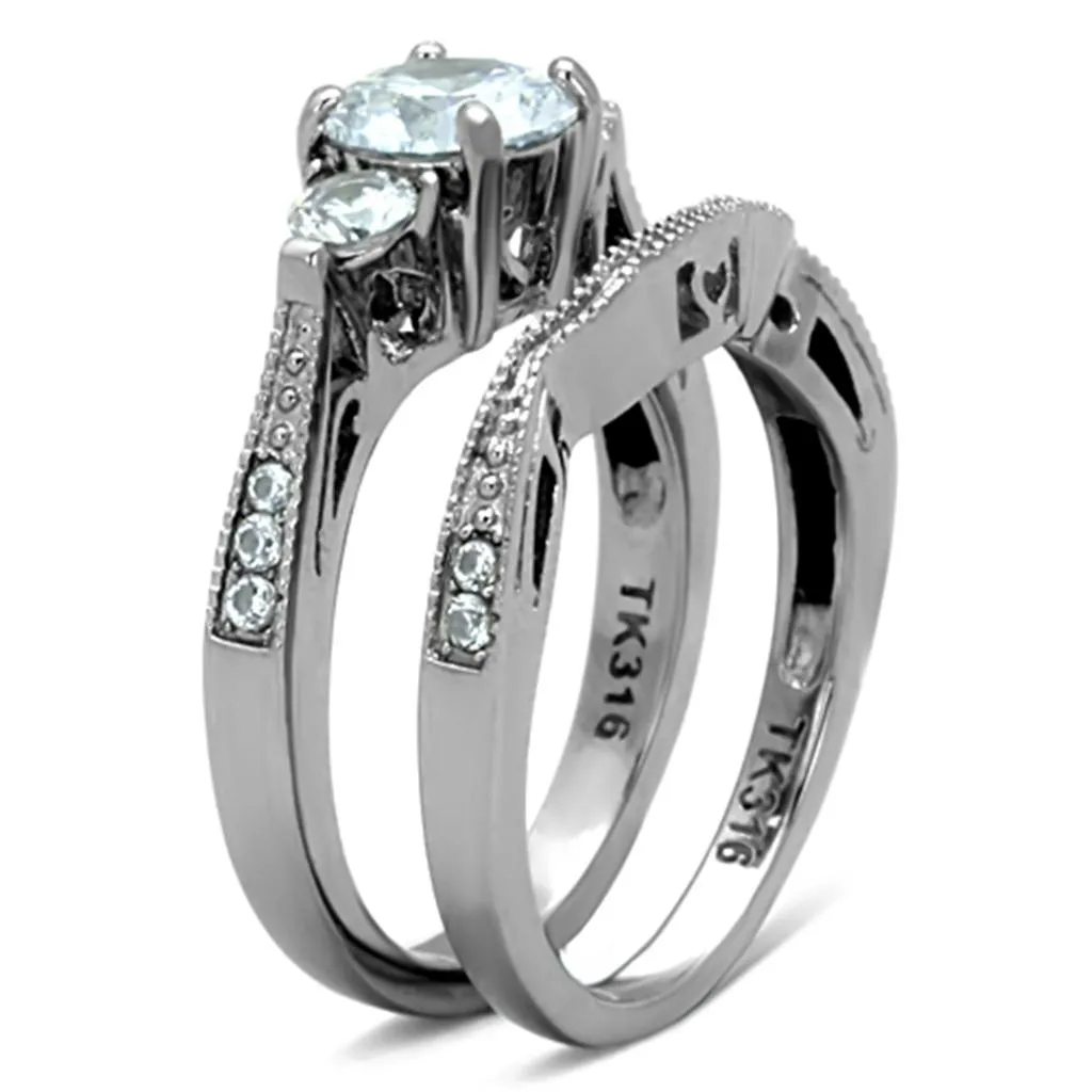 Women Stainless Steel Cubic Zirconia Rings TK1W002