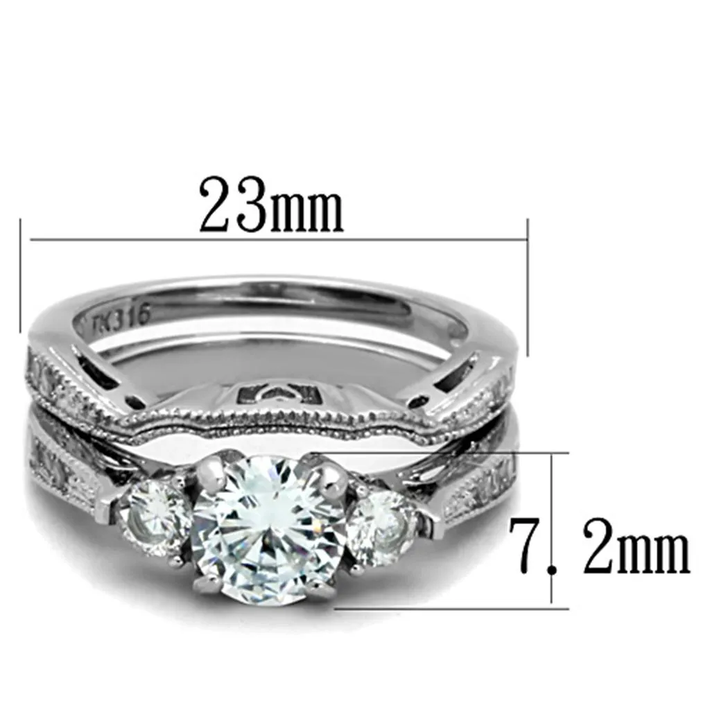 Women Stainless Steel Cubic Zirconia Rings TK1W002