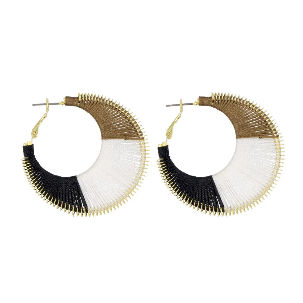 Woven Thread Hoop Earrings