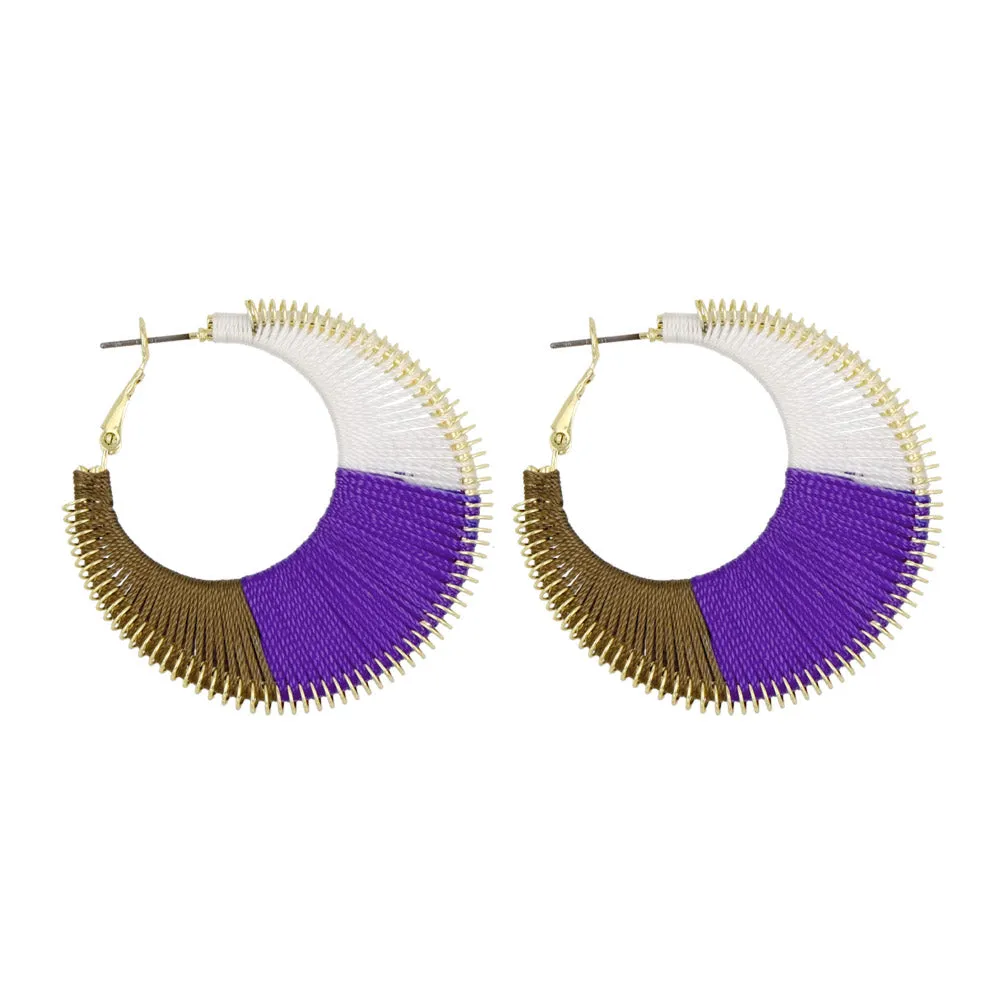 Woven Thread Hoop Earrings