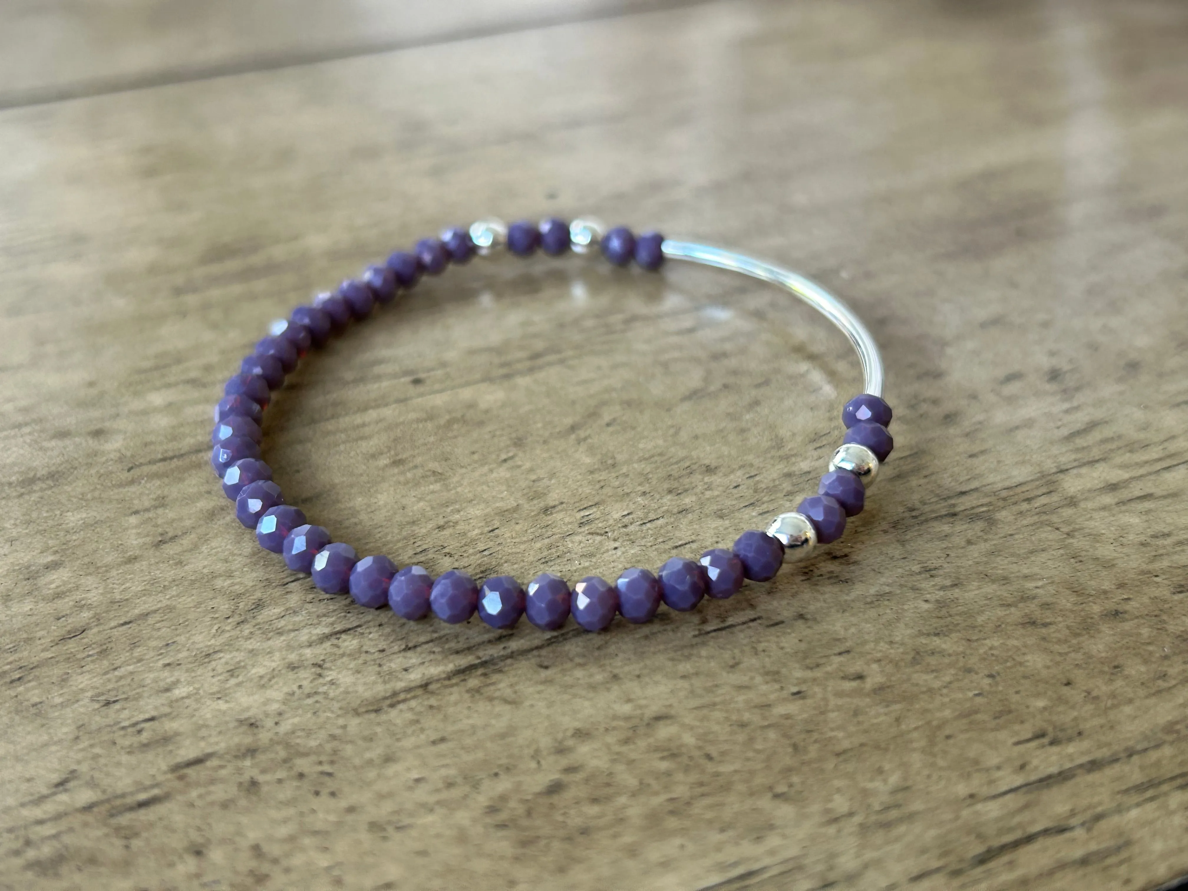 Wren Smoked Grape Faceted Sterling Silver 4mm Bracelet