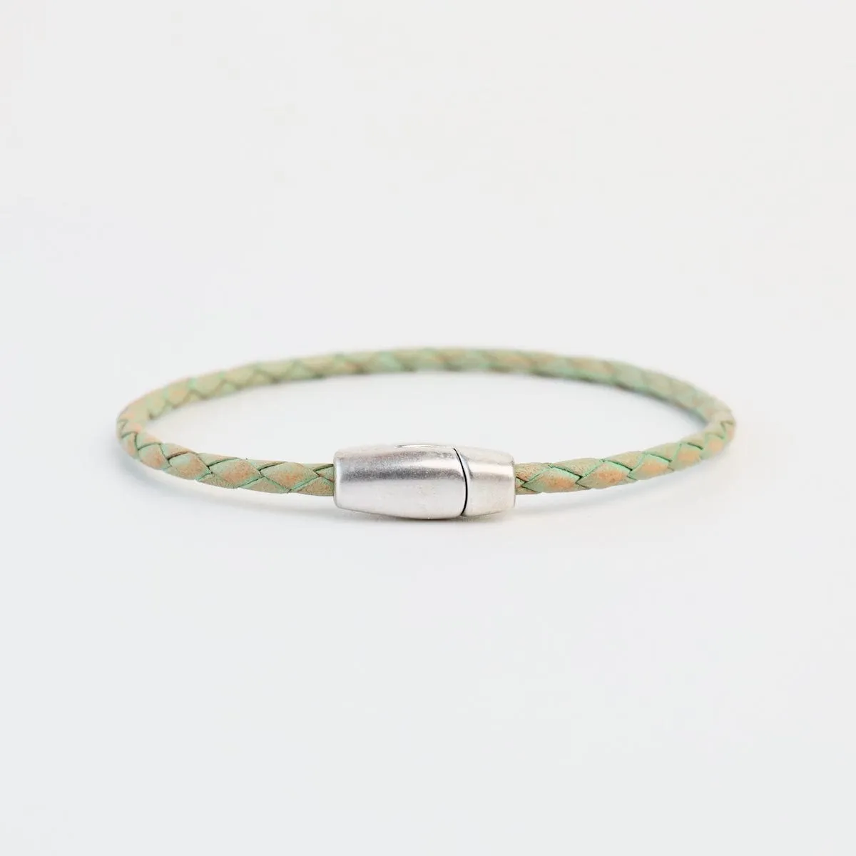 Zoe Braided Green Leather Bracelet