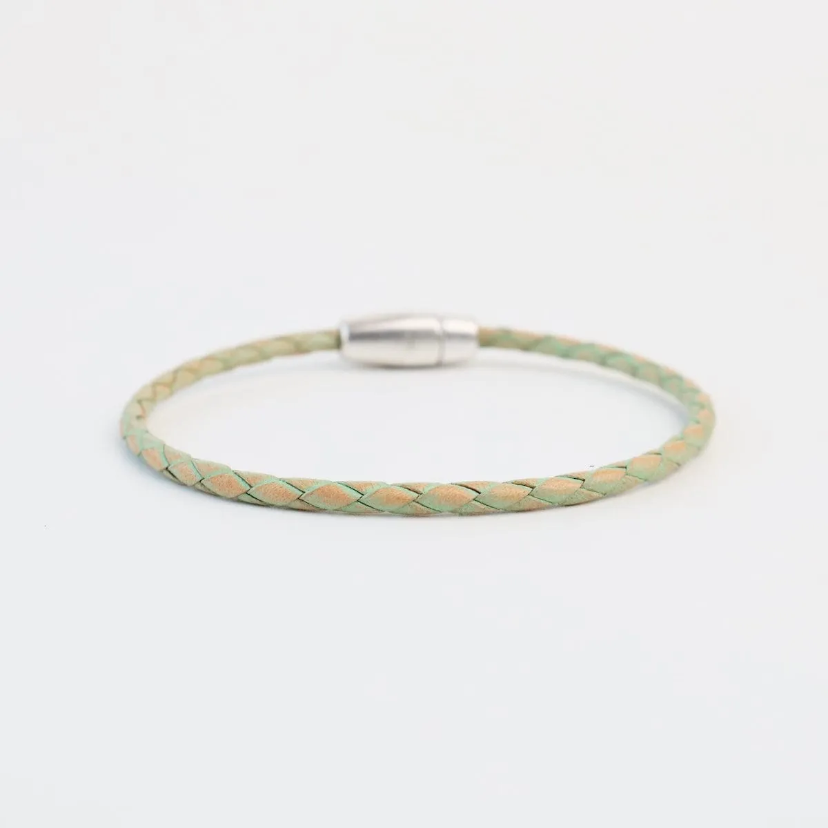 Zoe Braided Green Leather Bracelet